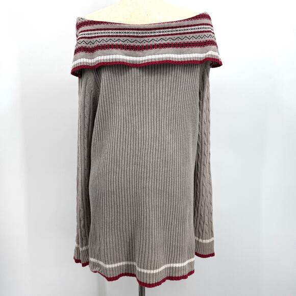 Vintage Gitano Off The Shoulder Cable Knit Sweater Y2K Women's 18/20 Foldover - Picture 6 of 8